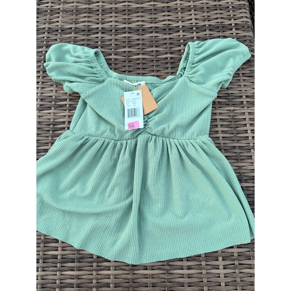 Girls Sage green ribbed top